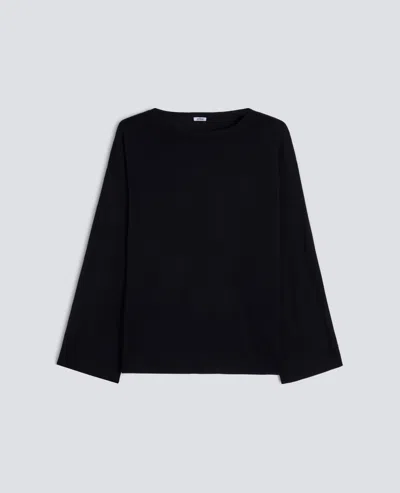 Aspesi Long-sleeved Sweater In Silk, Cotton And Cashmere Blend In Black