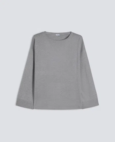Aspesi Long-sleeved Sweater In Silk, Cotton And Cashmere Blend In Gray