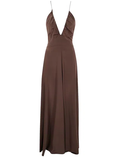Aspesi Long Summer Dress In Brown