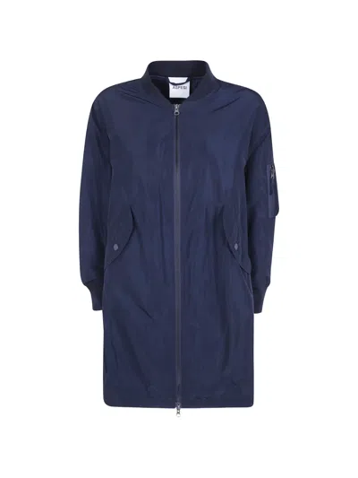 Aspesi Longline Zip-up Coat In Blue