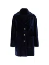 Aspesi Long-sleeve Buttoned Coat In Blue