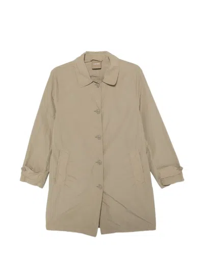 Aspesi Long-sleeve Buttoned Coat In Brown
