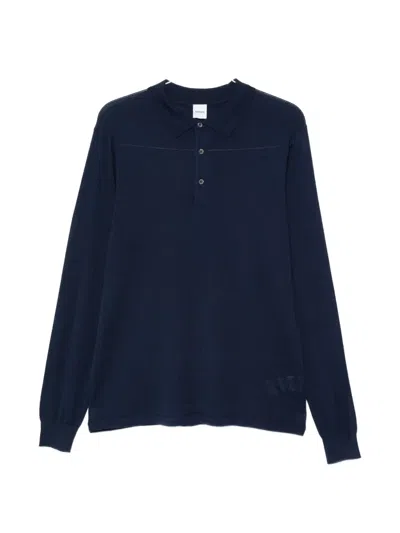 Aspesi Long-sleeve Polo Shirt In Black