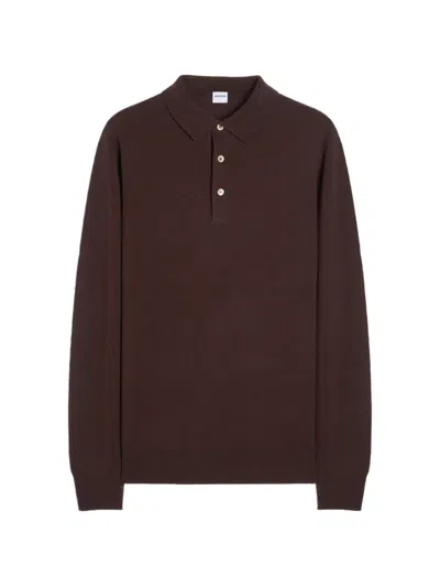 Aspesi Long-sleeve Polo Sweater In Brown