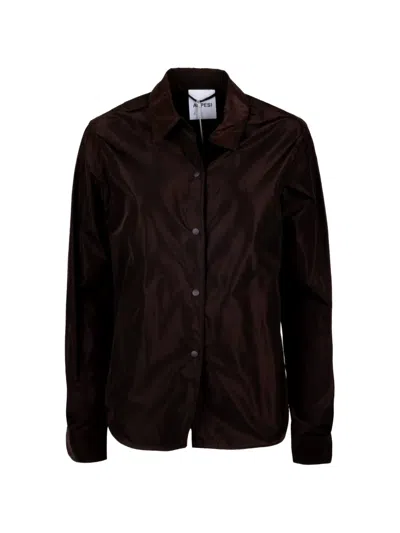 Aspesi Long-sleeve Press-stud Shirt In Brown