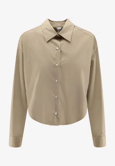 Aspesi Long-sleeved Buttoned Shirt In Brown