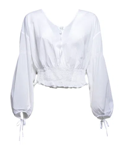 Aspesi Long-sleeved Ruffled Blouse In White