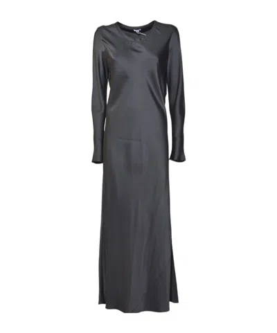 Aspesi Long-sleeved Satin Dress In Black