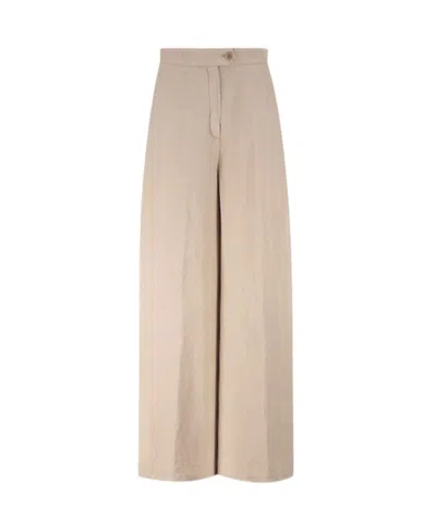 Aspesi Lyocell-blend Palazzo Trousers In Brown