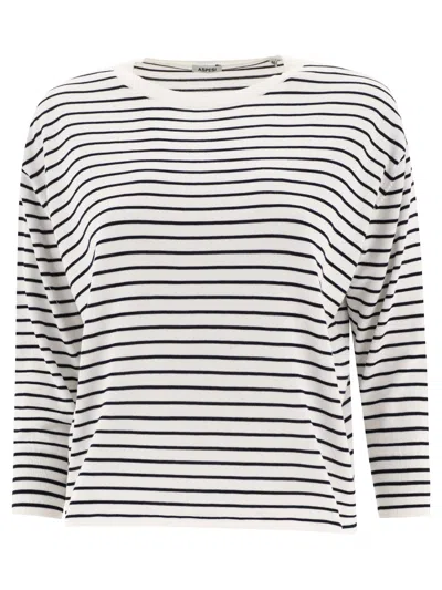 Aspesi Maglione A Righe In Maglia Fine Knitwear Blue