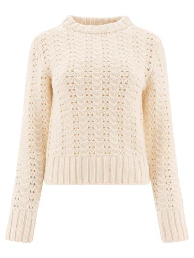 Aspesi Pointelle Knit Crew Neck Sweater In Neutral