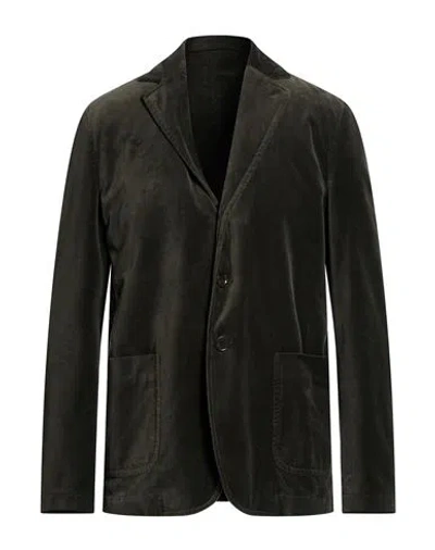 Aspesi Man Blazer Dark Green Size L Cotton In Brown