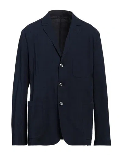 Aspesi Man Blazer Midnight Blue Size Xl Cotton, Elastane