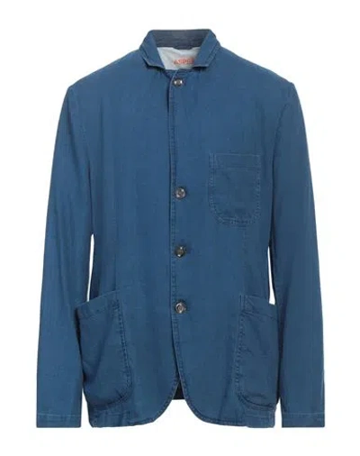 Aspesi Man Blazer Pastel Blue Size S Cotton