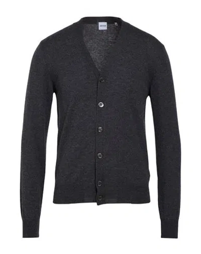 Aspesi Man Cardigan Charcoal Size 38 Wool, Cashmere In Black