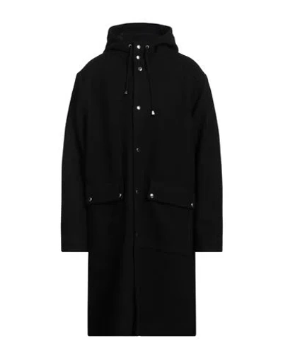 Aspesi Man Coat Black Size 42 Virgin Wool, Polyamide