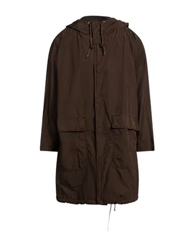 Aspesi Man Coat Military Green Size L Polyester, Polyamide In Brown
