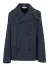 Aspesi Double-breasted Blue Jacket With Wide Lapel In Blue