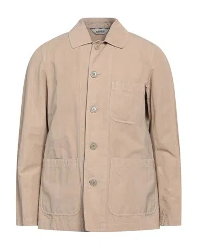 Aspesi Man Jacket Light Brown Size Xl Cotton, Linen In Beige