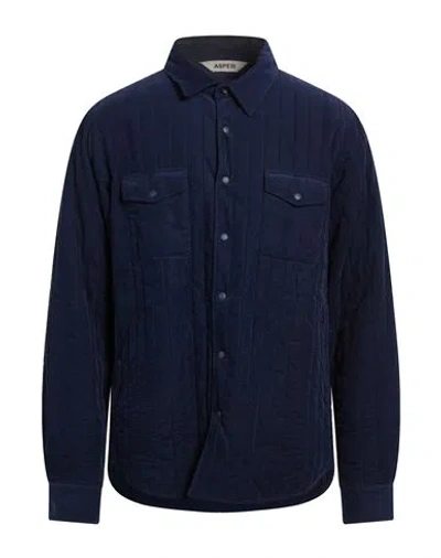 Aspesi Man Jacket Navy Size L Cotton In Blue