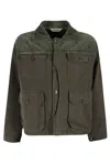 Aspesi Overfit Cotton Jacket With Pointed Corduroy Collar In Verdone