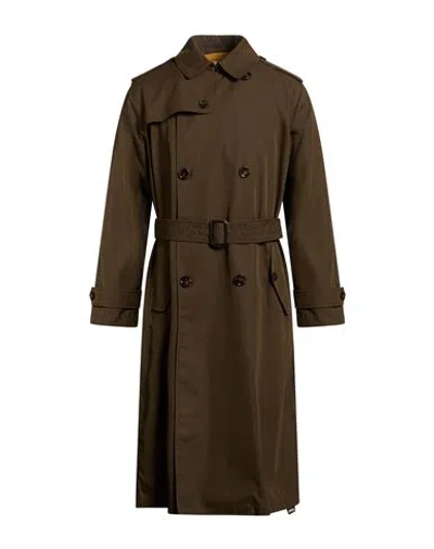 Aspesi Man Overcoat & Trench Coat Military Green Size M Cotton, Polyamide In Brown