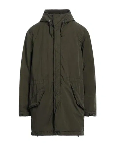 Aspesi Man Overcoat & Trench Coat Military Green Size L Polyester, Polyamide In Green