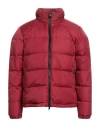 Aspesi Hooded Quilted Down Jacket With Front Zip In Red