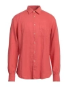 Aspesi Man Shirt Coral Size 16 ½ Linen In Red
