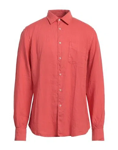 Aspesi Man Shirt Coral Size 16 ½ Linen In Red