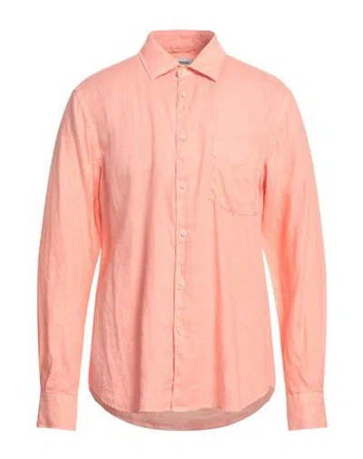 Aspesi Man Shirt Coral Size 16 Linen In Red