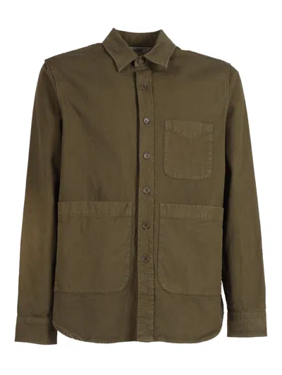 Aspesi Brown Long Sleeve Casual Shirt In Animal Print