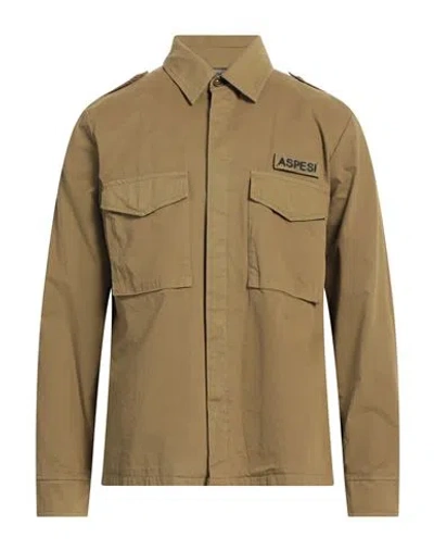 Aspesi Man Shirt Khaki Size L Cotton In Beige