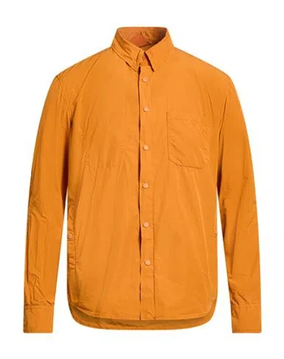 Aspesi Man Shirt Mandarin Size M Polyester, Polyamide In Orange