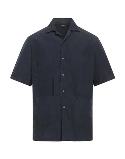 Aspesi Man Shirt Midnight Blue Size L Polyester, Polyamide