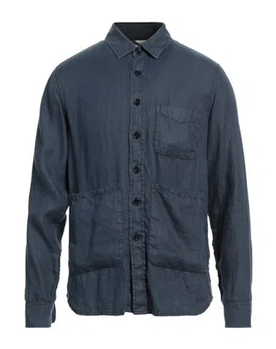 Aspesi Man Shirt Slate Blue Size Xl Hemp