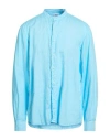 Aspesi Man Shirt Turquoise Size 16 ½ Linen In Blue