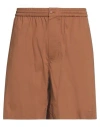Aspesi Man Shorts & Bermuda Shorts Brown Size 36 Cotton, Polyamide, Elastane