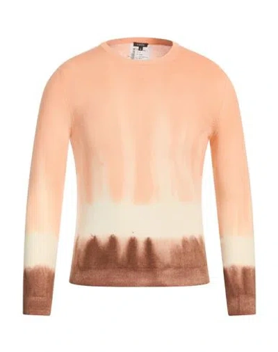 Aspesi Man Sweater Apricot Size S Wool, Cashmere In Orange
