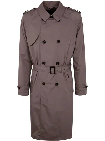 Moorer Marvin Double-breasted Belted Jacket In Gray
