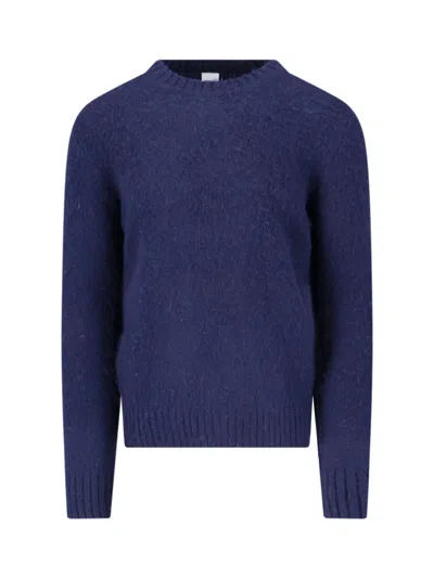Aspesi Men's 100% Wool Crewneck Sweater In Blue