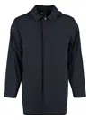 Aspesi Hooded Techno Fabric Raincoat In Blue