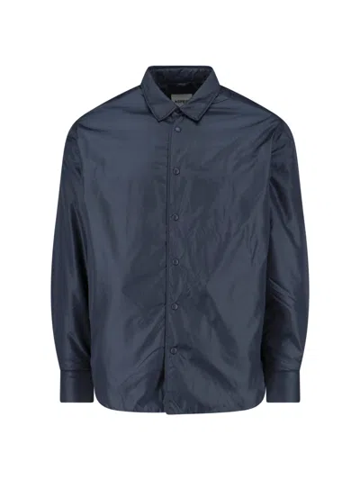 Aspesi Men's Lightweight Button-front Shirt Jacket In Blue