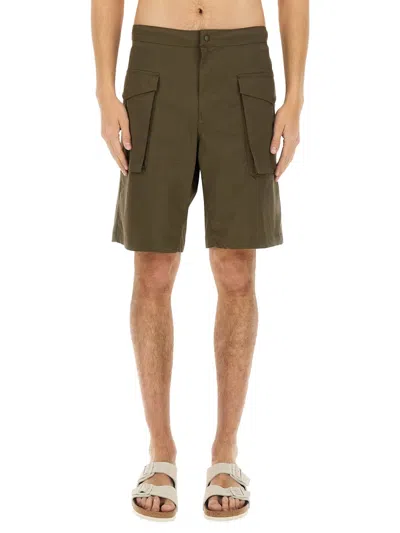 Aspesi Men's Mini Cargo Shorts In Green