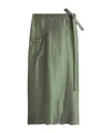 Aspesi Metallic Wrap Midi Skirt In Green