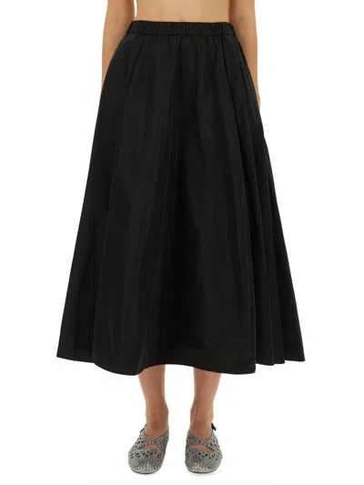Aspesi Pleated A-line Mid-length Skirt In Black