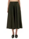 Aspesi Flared Midi Skirt With Flattering Silhouette In Green