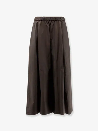 Aspesi Pleated Midi Skirt In Brown