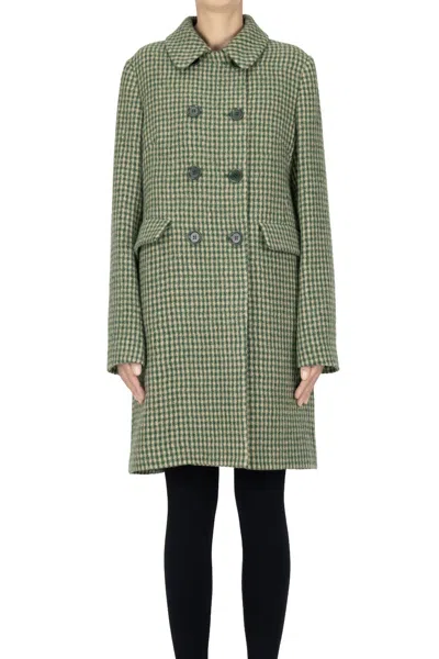Aspesi Micro Checked Print Coat In Green