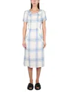 Aspesi Pleated Check Maxi Dress In Neutral